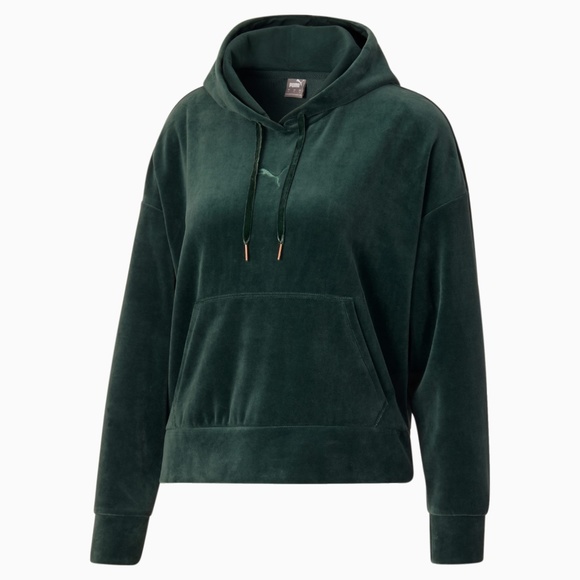 Puma Tops - Puma Her Velour Womens Casual Hoodie Sweatshirt Green 846878-80 NEW Sz XL